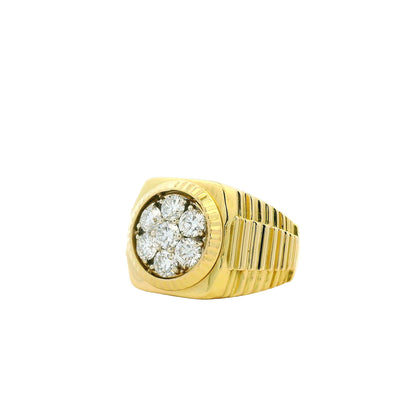 18k Yellow Gold 2.3ctw Round Brilliant Diamond Men's Cluster Ring — left three-quarter angle