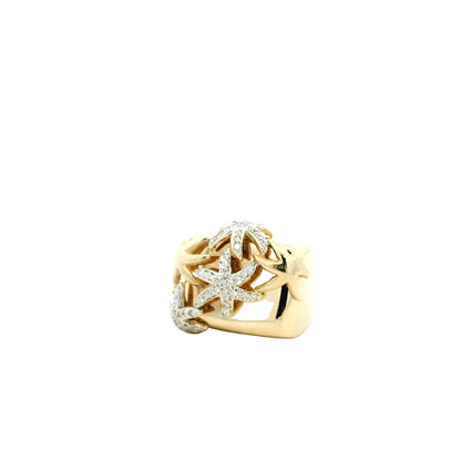 14k Yellow Gold 0.75ctw Round Diamond Starfish Cocktail Ring — left three-quarter angle
