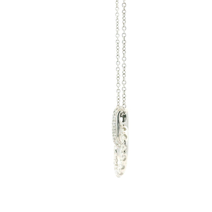 18k White Gold 1.41ctw Round Brilliant Diamond Pavé Circle Pendant Necklace — left three-quarter angle