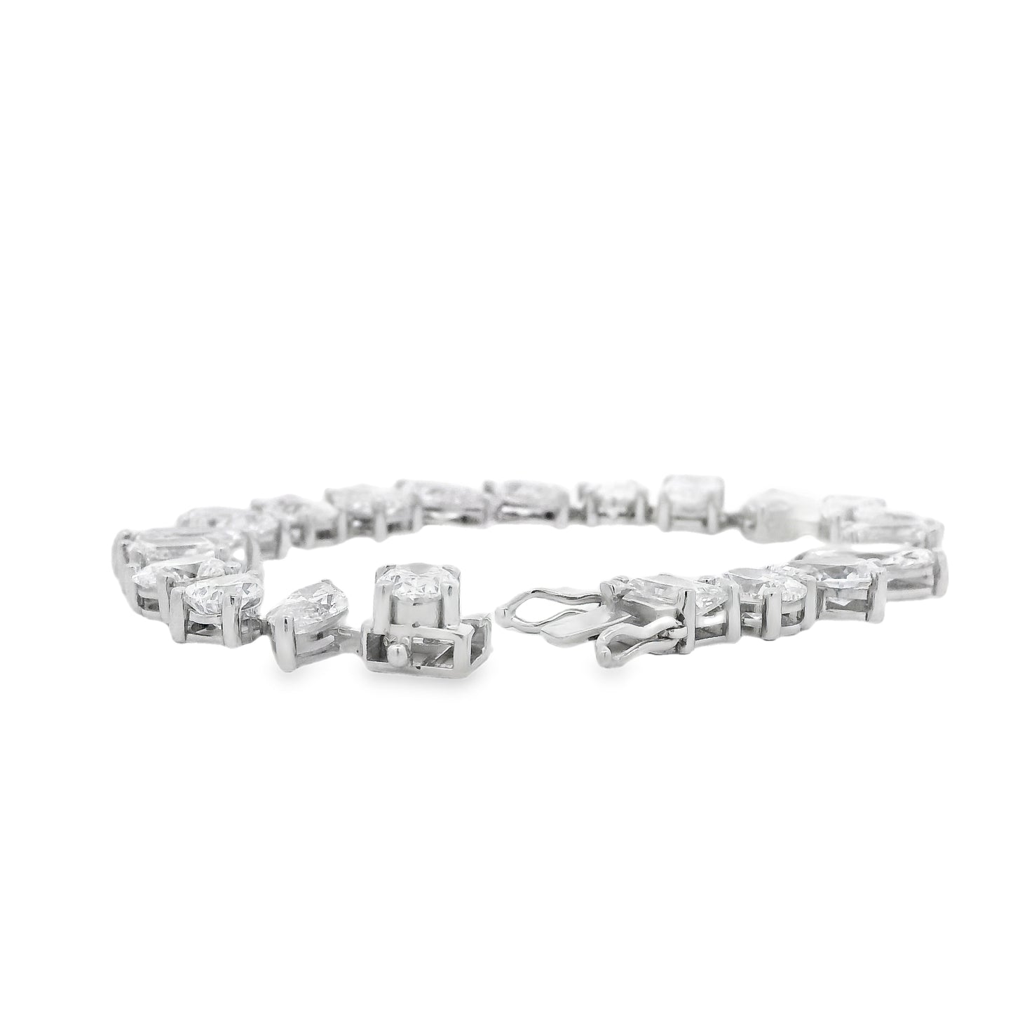 14k White Gold 22.86ctw Mixed Cut Lab Grown Diamond Bracelet — left three-quarter angle