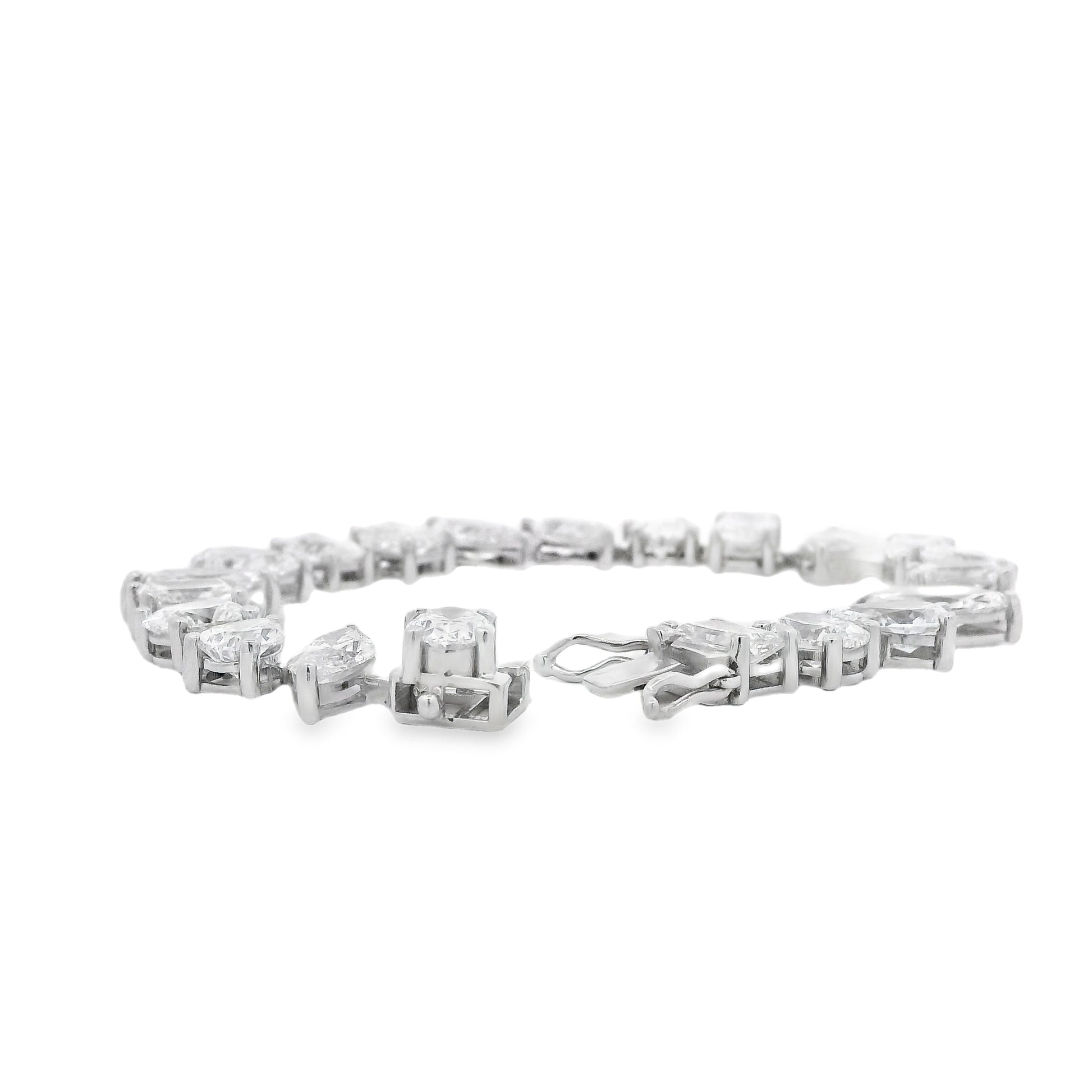 14k White Gold 22.86ctw Mixed Cut Lab Grown Diamond Bracelet — left three-quarter angle