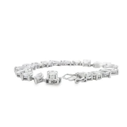 14k White Gold 22.86ctw Mixed Cut Lab Grown Diamond Bracelet — left three-quarter angle
