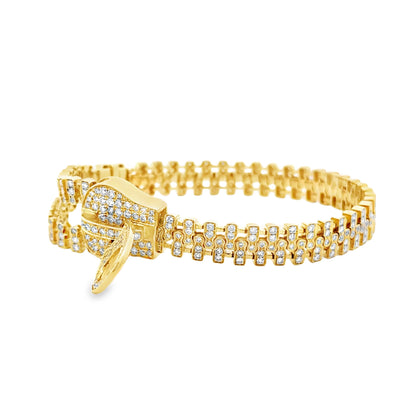 18k Yellow Gold 4.19ctw Round Brilliant Diamond Zipper Bracelet — left three-quarter angle
