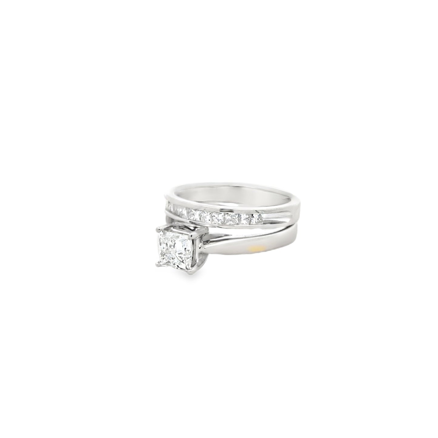 14k White Gold 0.96ct Princess Cut Diamond Solitaire Engagement Ring — right three-quarter angle