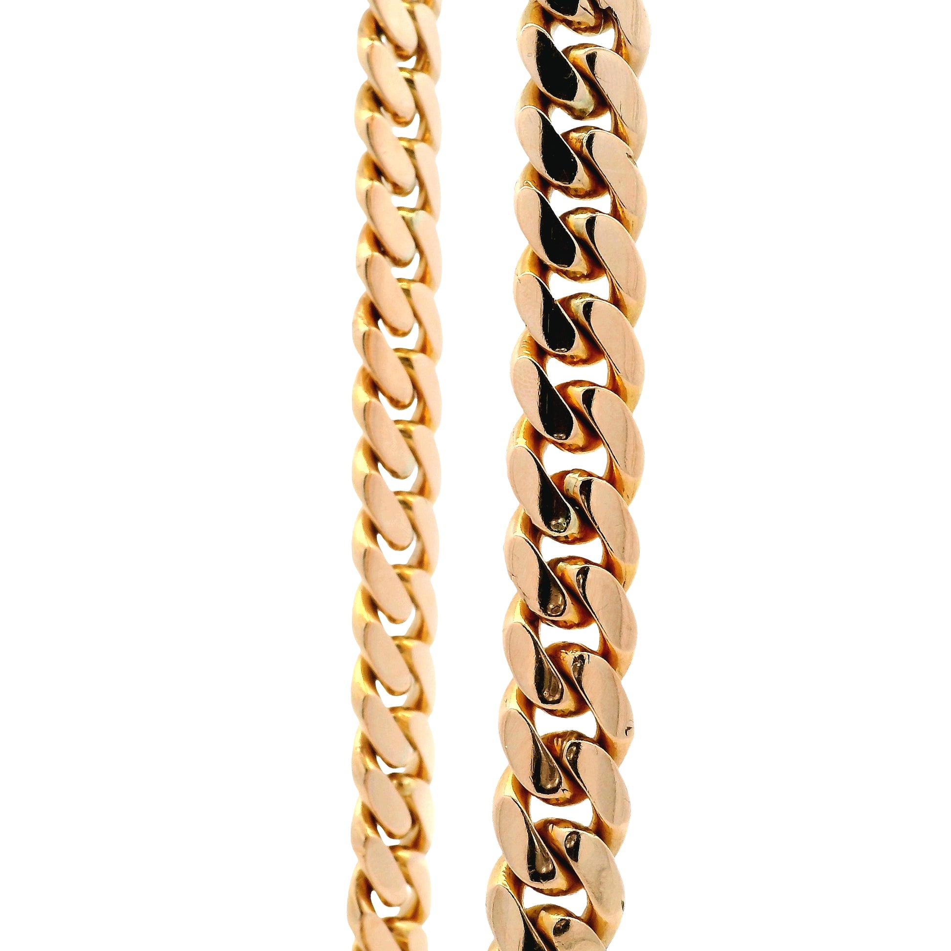 14k Rose Gold 10mm Cuban Link Chain Necklace 26" — right three-quarter angle