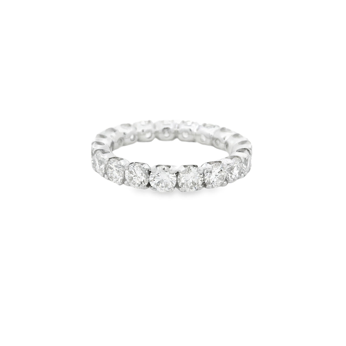 18k White Gold 3.04ctw Round Brilliant Diamond Eternity Band Ring — right three-quarter angle