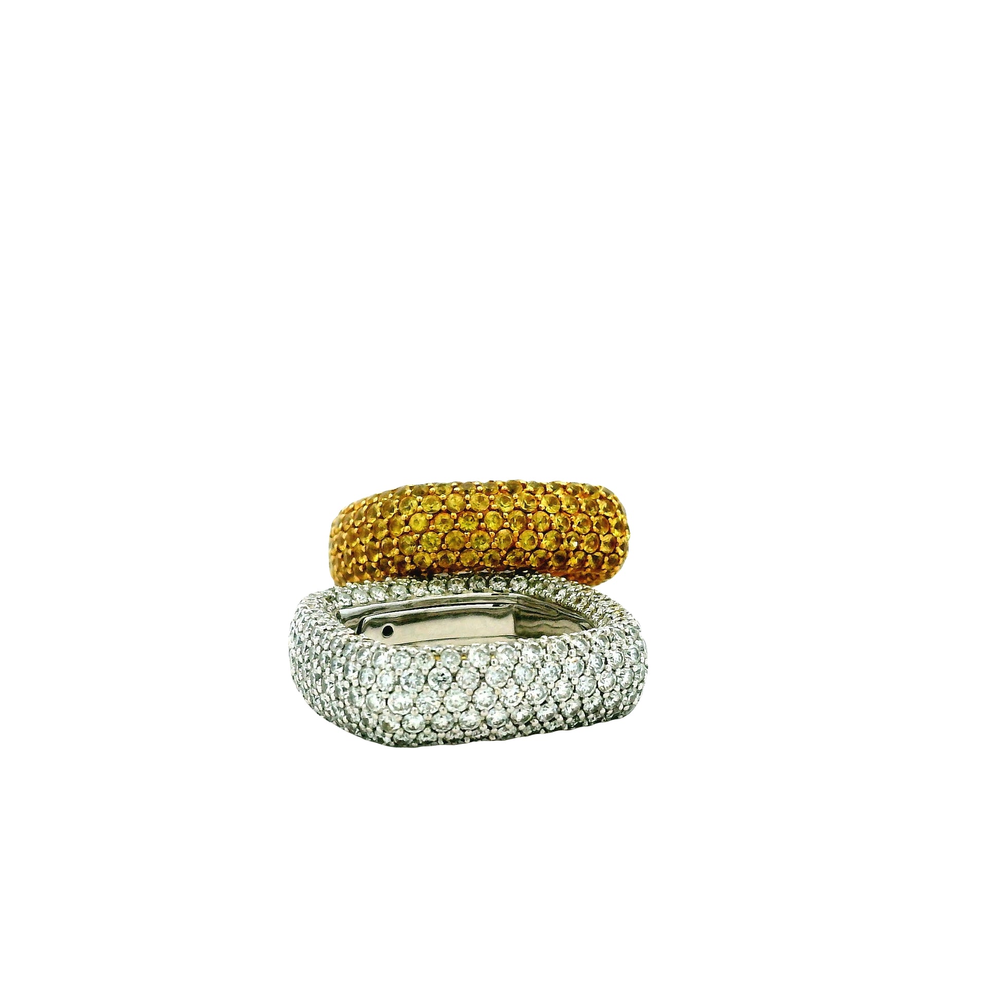 14k White Gold 3-4ctw Round Brilliant Diamond Pavé Band Ring — right three-quarter angle