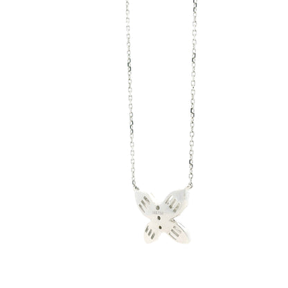 18k White Gold 0.79ctw Natural Round & Baguette Diamond Butterfly Pendant Necklace — right three-quarter angle