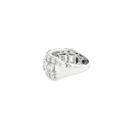 14k White Gold 5.09ctw Round and Baguette Cut Lab-Grown Diamond Three-Row Fashion Band — right three-quarter angle