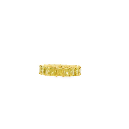 18k Yellow Gold 5.71ctw Radiant Cut Diamond Eternity Band Ring — right three-quarter angle