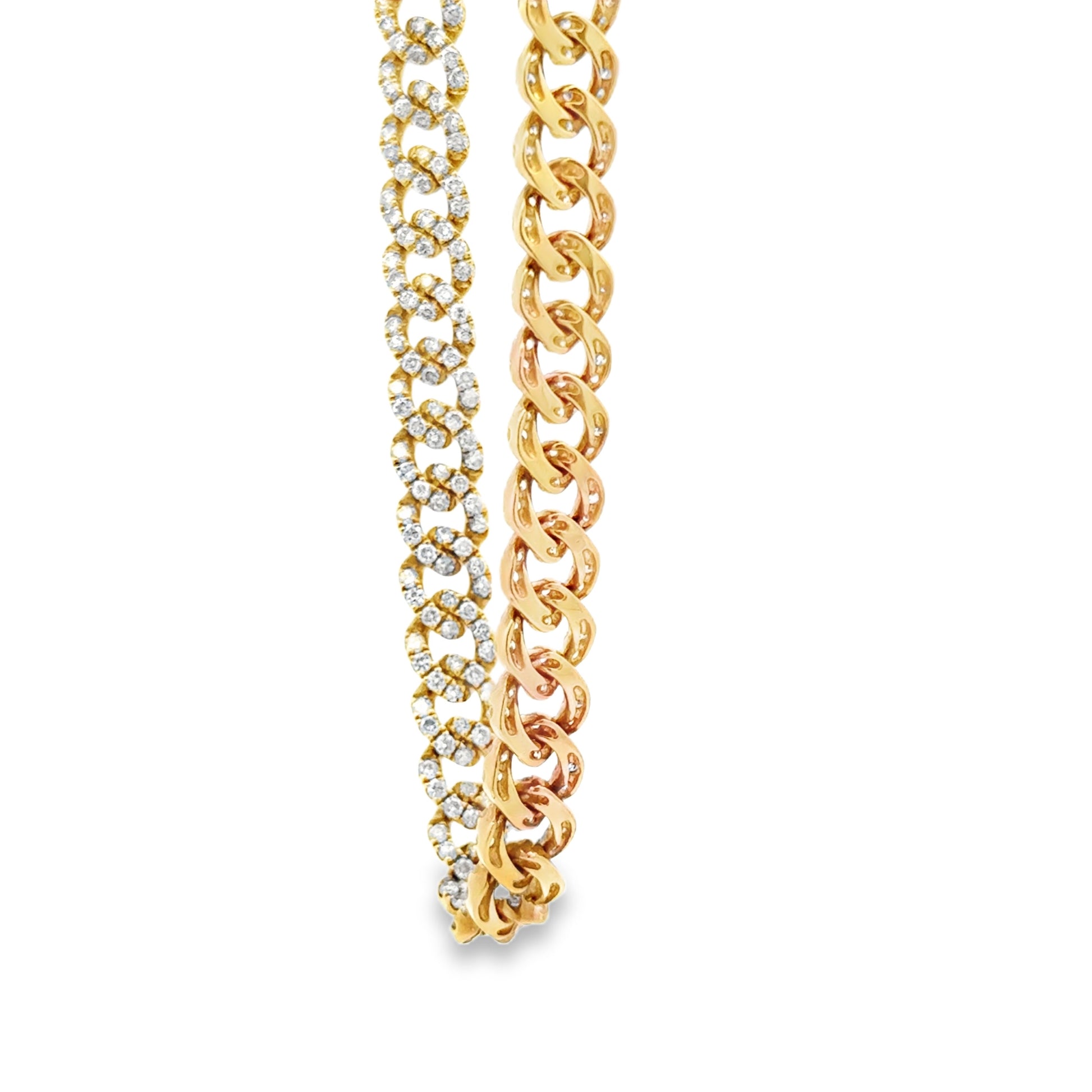 18k Yellow Gold 8.25ctw Pavé Diamond Cuban Link Chain Necklace 16" — right three-quarter angle