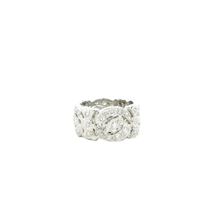 14k White Gold 1.5ctw Vintage-Style Pavé Diamond Filigree Ring — right three-quarter angle