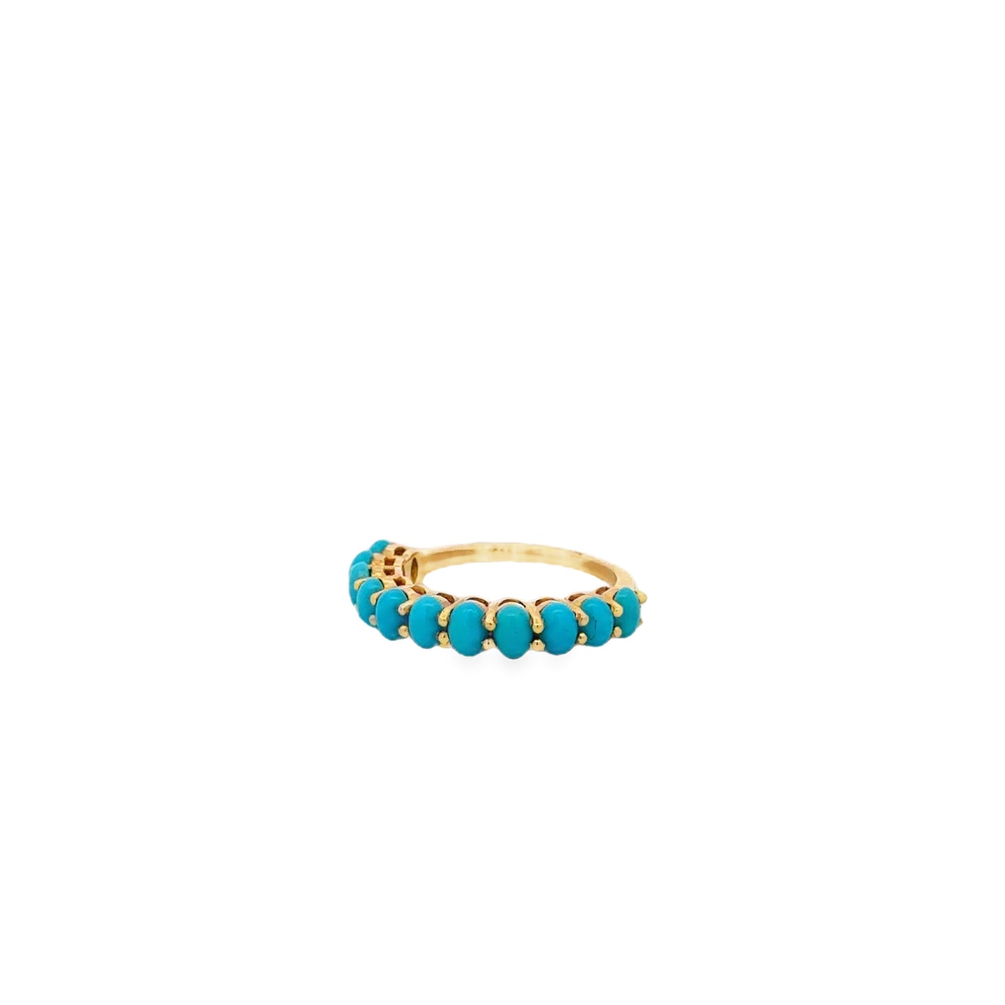 14k Yellow Gold Natural Turquoise Oval Cabochon Cocktail Ring — right three-quarter angle