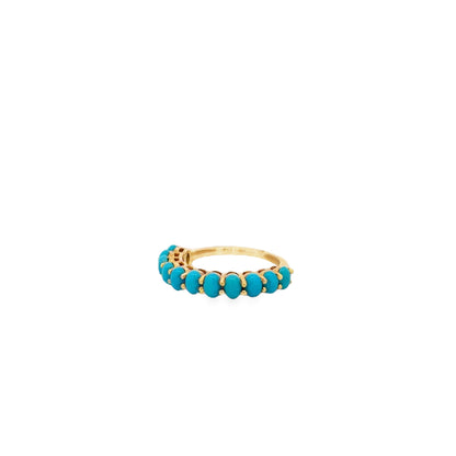 14k Yellow Gold Natural Turquoise Oval Cabochon Cocktail Ring — right three-quarter angle