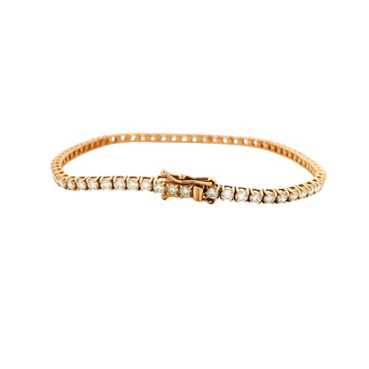 14k Rose Gold 3.32ctw Round Brilliant Diamond Tennis Bracelet — right three-quarter angle