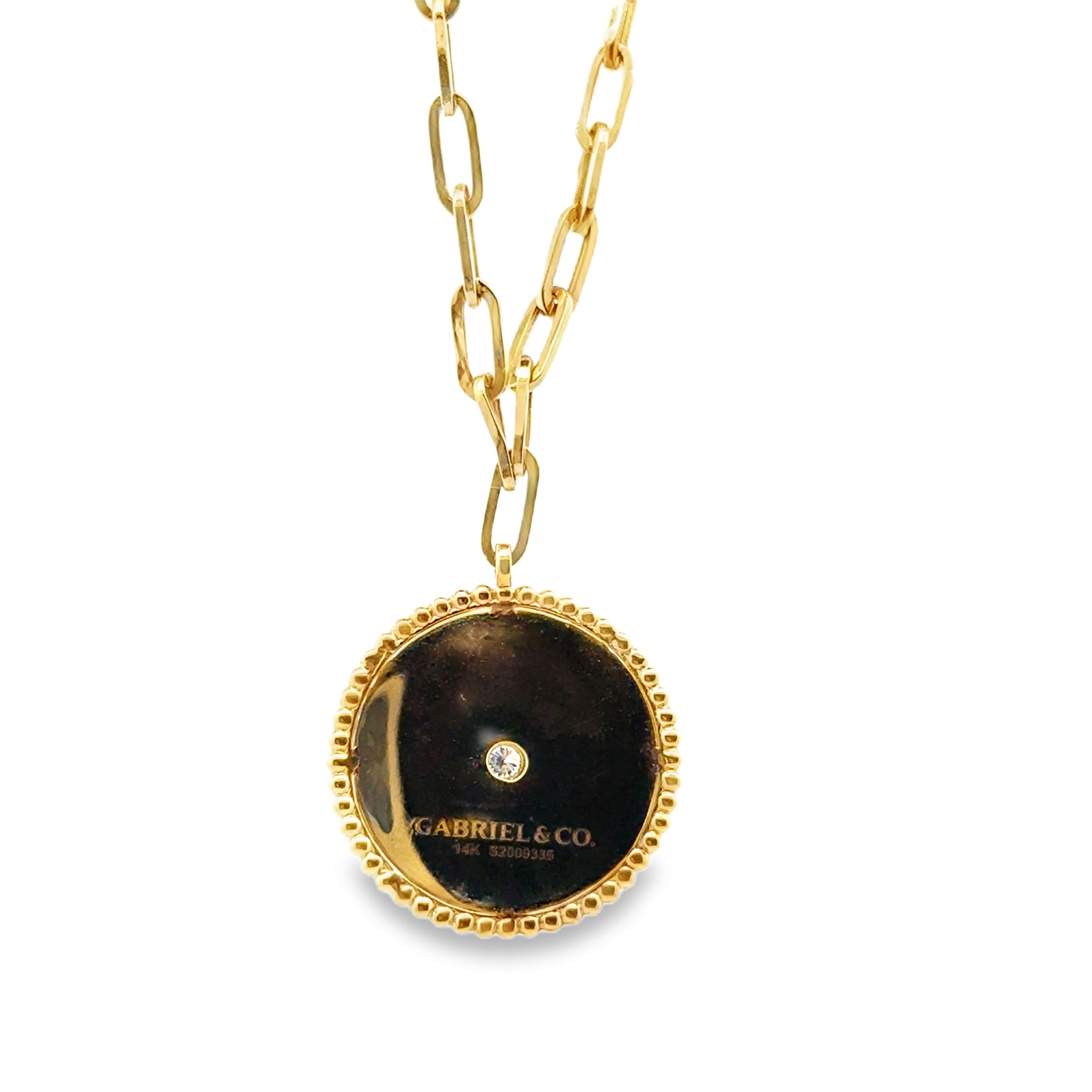 14k Yellow Gold Natural Diamond Sunburst Bezel Pendant Necklace — right three-quarter angle