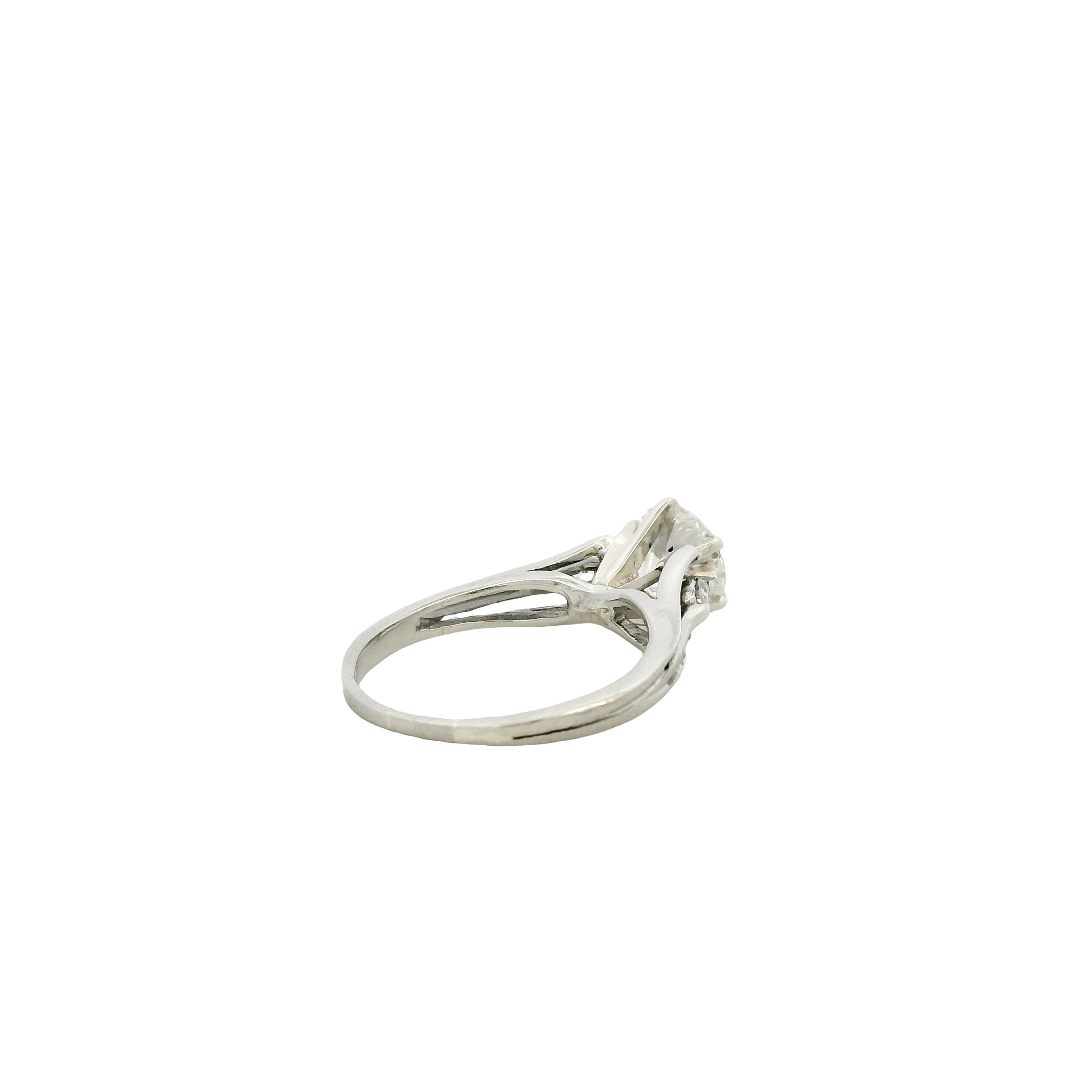 14k White Gold 1.3ct Round Brilliant Diamond Engagement Ring — right three-quarter angle