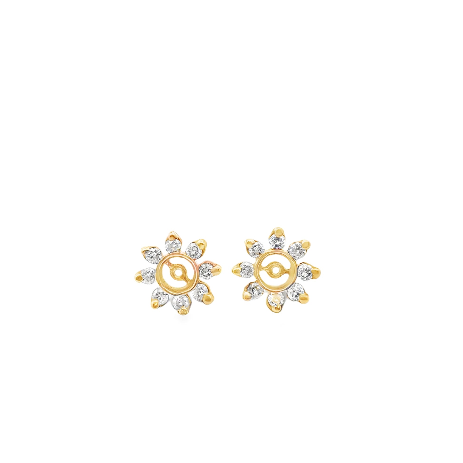 14k Yellow Gold Diamond Cluster Earring Jackets — right three-quarter angle