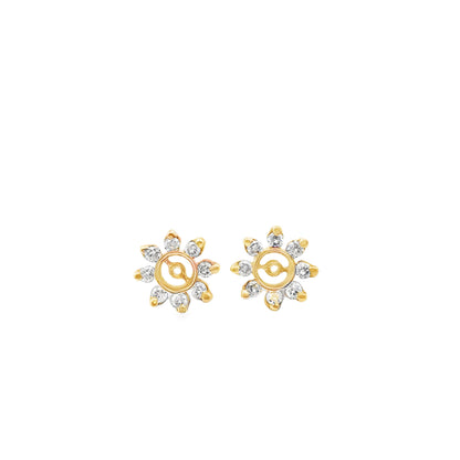 14k Yellow Gold Diamond Cluster Earring Jackets — right three-quarter angle