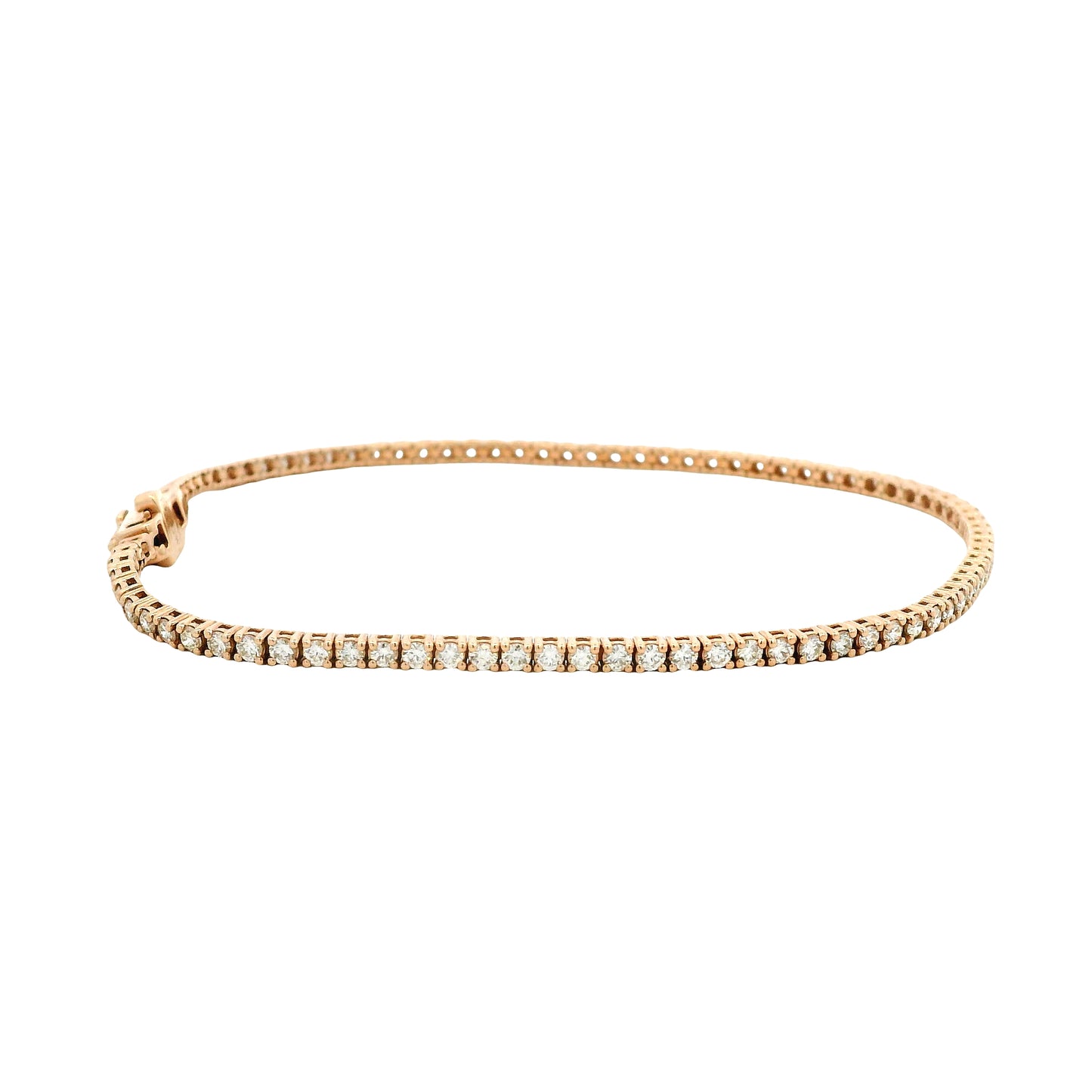 14k Rose Gold 1.15ctw Round Brilliant Diamond Tennis Bracelet — right three-quarter angle
