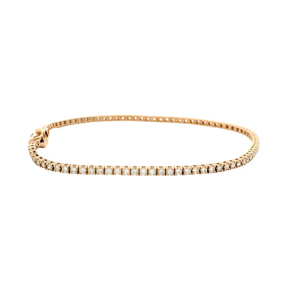 14k Rose Gold 1.15ctw Round Brilliant Diamond Tennis Bracelet — right three-quarter angle