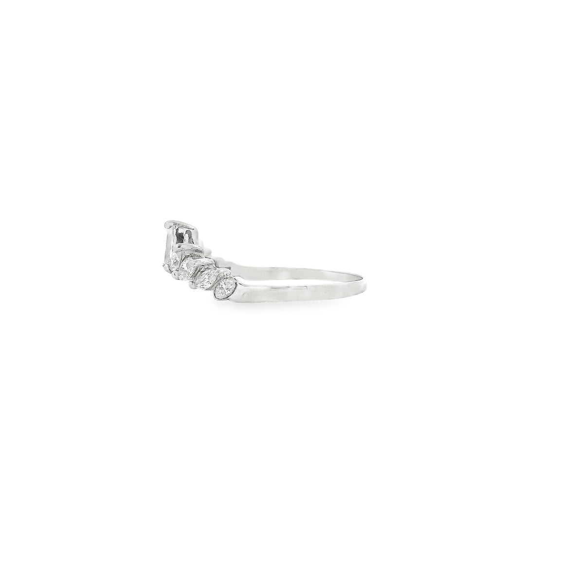 14k White Gold 0.18ctw Marquise Diamond Crown Ring — right three-quarter angle