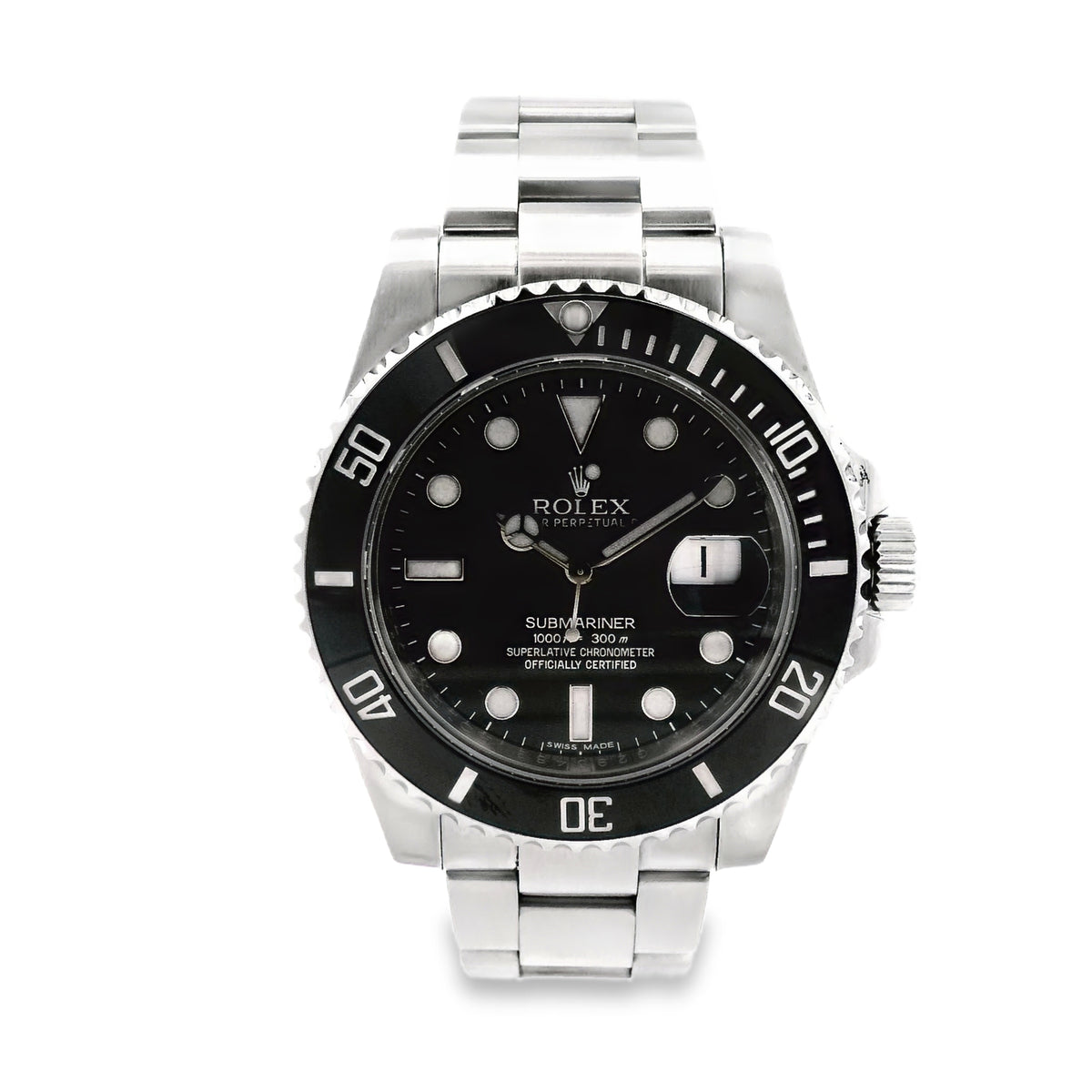 Rolex 116610LN Submariner 40mm Black Dial Stainless Steel Watch — right side three-quarter view