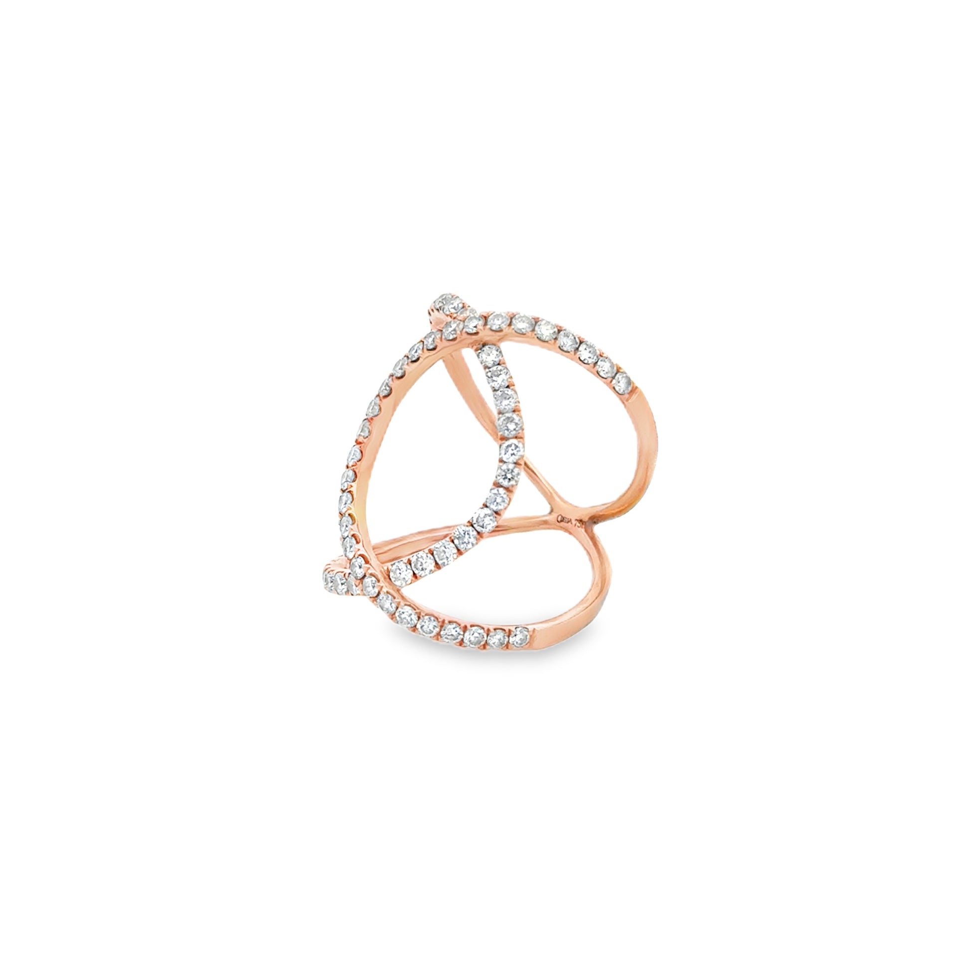 18k Rose Gold 0.82ctw Round Diamond Pavé Cocktail Ring — right three-quarter angle