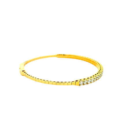 14k Yellow Gold 5.80ctw Round Brilliant Diamond Halfway Bangle Bracelet — right three-quarter angle