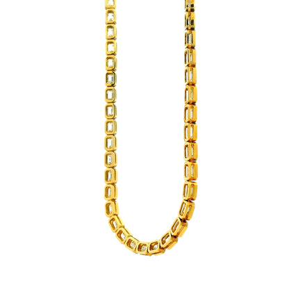 18k Yellow Gold 7.51ctw Emerald Cut Natural Diamond Bezel Station Necklace — right three-quarter angle
