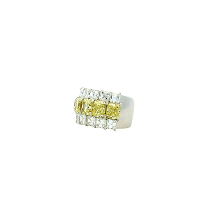 18k Two-Tone 3.99ctw Asscher Cut Diamond Eternity Band Ring — right three-quarter angle