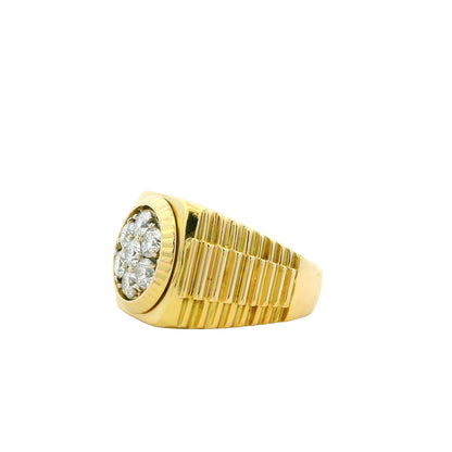 18k Yellow Gold 2.3ctw Round Brilliant Diamond Men's Cluster Ring — right three-quarter angle