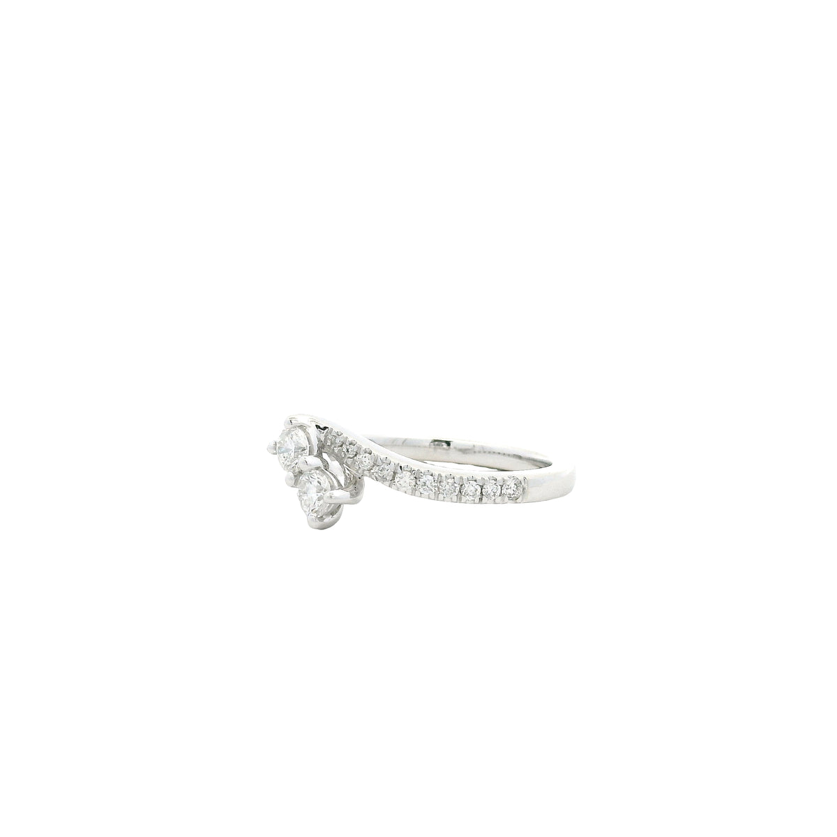 14k White Gold 0.80ctw Round Brilliant Diamond Ever Us Bypass Ring — right three-quarter angle