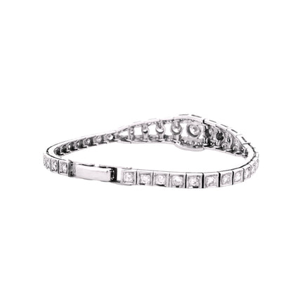 14k White Gold 2.50ctw Round Brilliant Diamond Art Deco Cluster Bracelet — right three-quarter angle