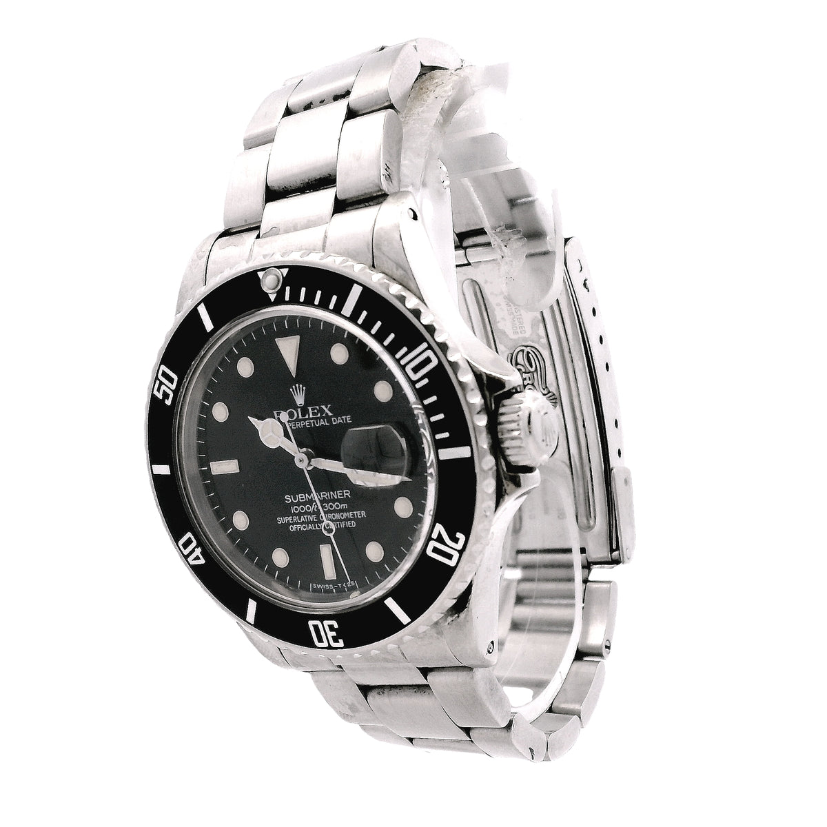 Rolex 16610 Submariner 40mm Black Dial Stainless Steel Watch — right side three-quarter view