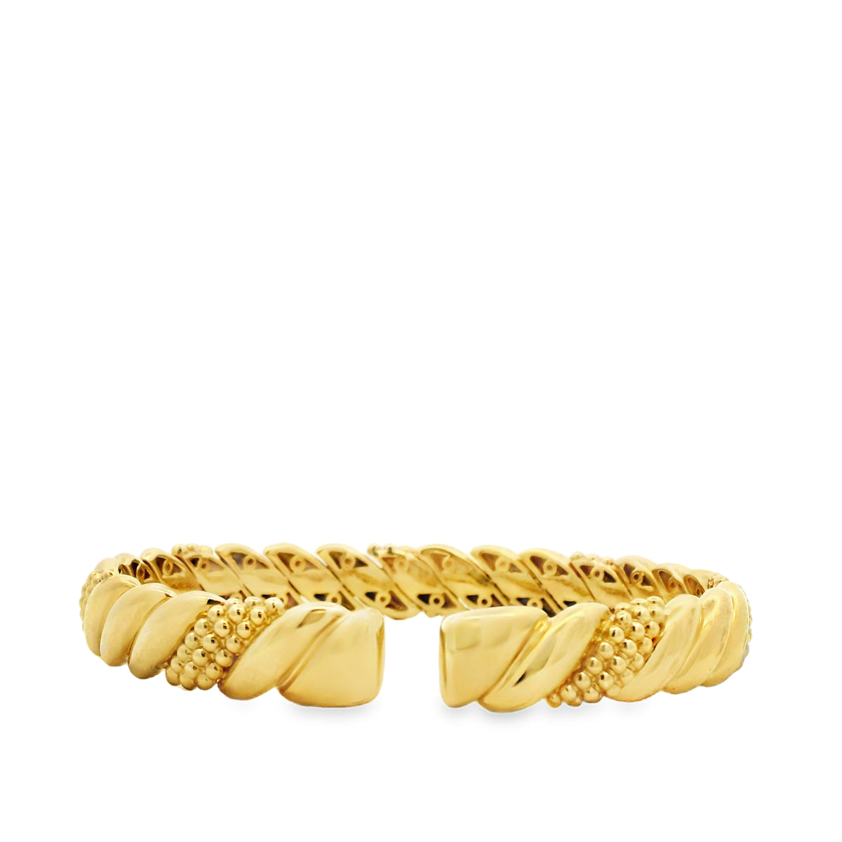 Gabriel & Co. 14k Yellow Gold Bujukan Split Bangle Bracelet — right three-quarter angle