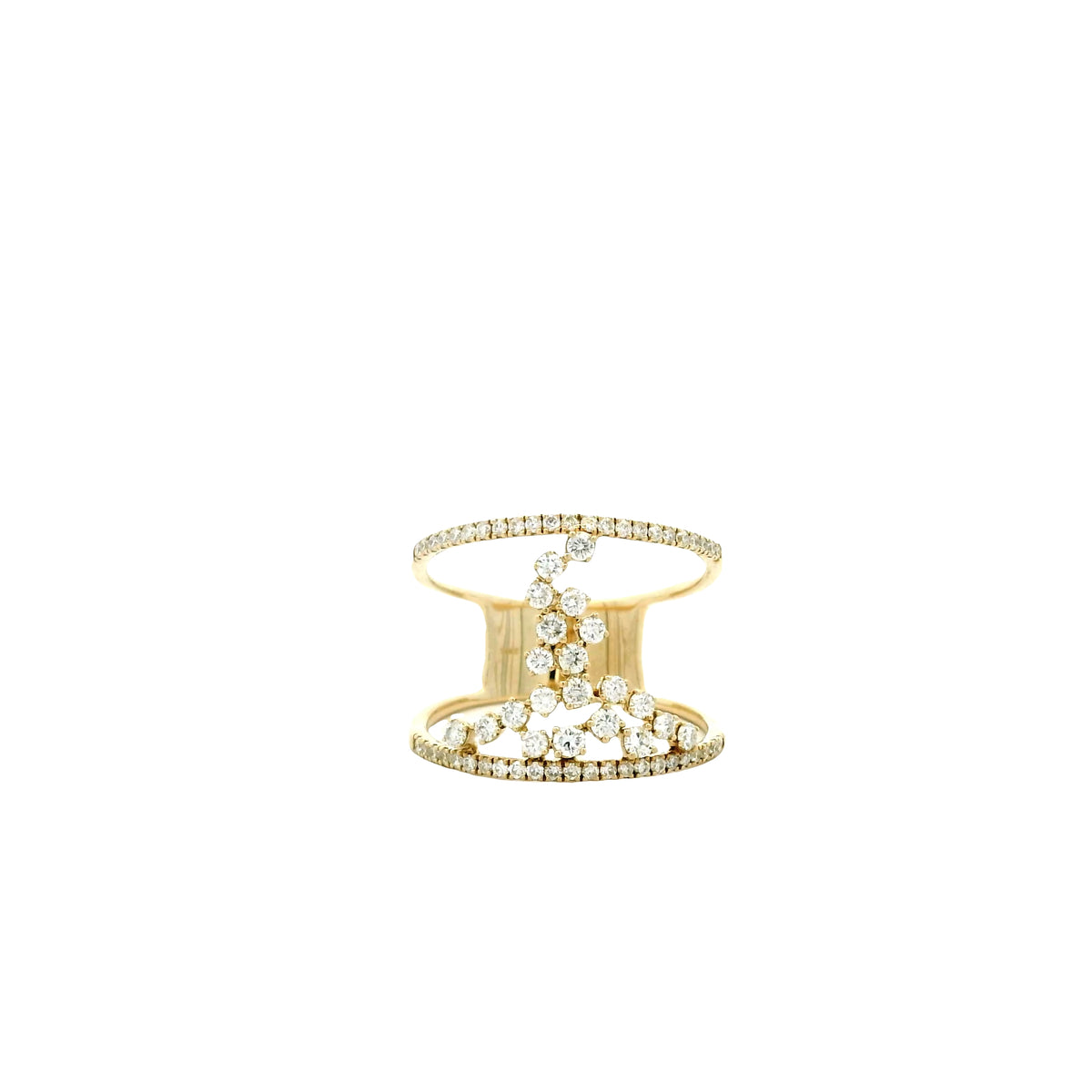 14k Yellow Gold 0.64ctw Pavé Diamond Openwork Cocktail Ring — right three-quarter angle