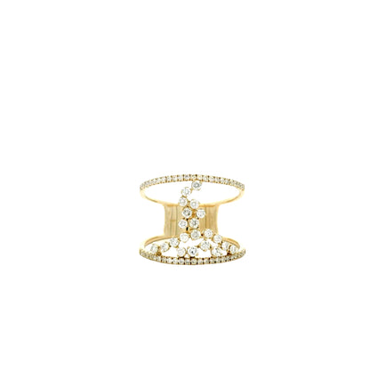 14k Yellow Gold 0.64ctw Pavé Diamond Openwork Cocktail Ring — right three-quarter angle