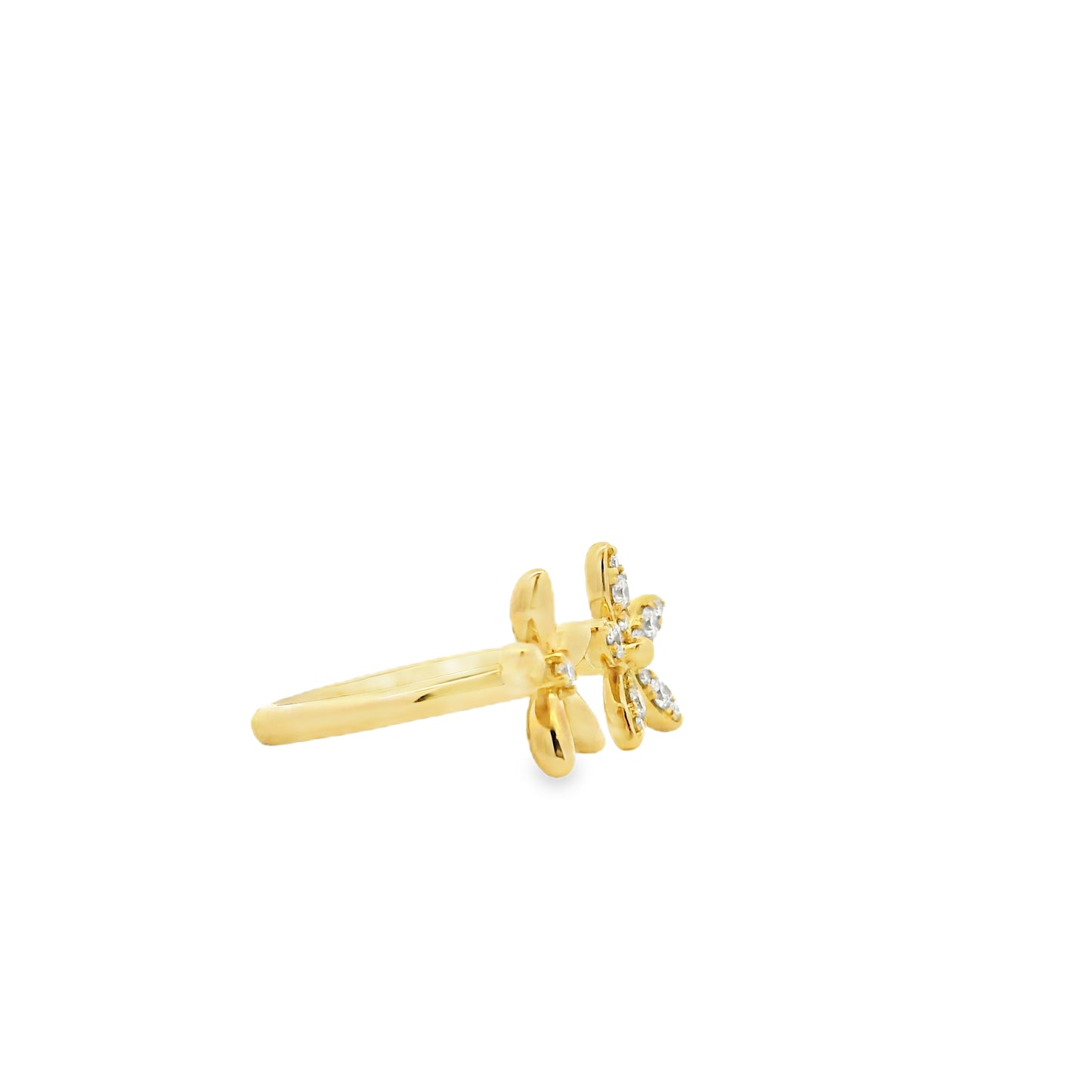 Gabriel and Co. 14k Yellow Gold 0.23ctw Diamond Floral Open Ring — right three-quarter angle