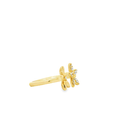 Gabriel and Co. 14k Yellow Gold 0.23ctw Diamond Floral Open Ring — right three-quarter angle