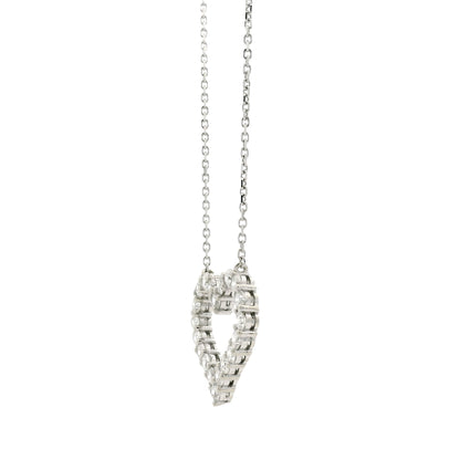 14k White Gold 2.00ctw Round Brilliant Diamond Pavé Heart Pendant Necklace — right three-quarter angle
