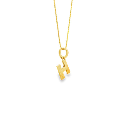14k Yellow Gold 0.30ctw Pavé Diamond 'H' Initial Letter Charm Pendant — right three-quarter angle