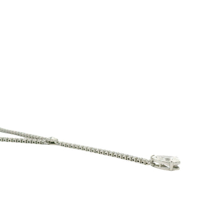 14k White Gold 7.209ctw Round Brilliant & Pear Lab Grown Diamond Tennis Necklace with Drop 18" — right three-quarter angle