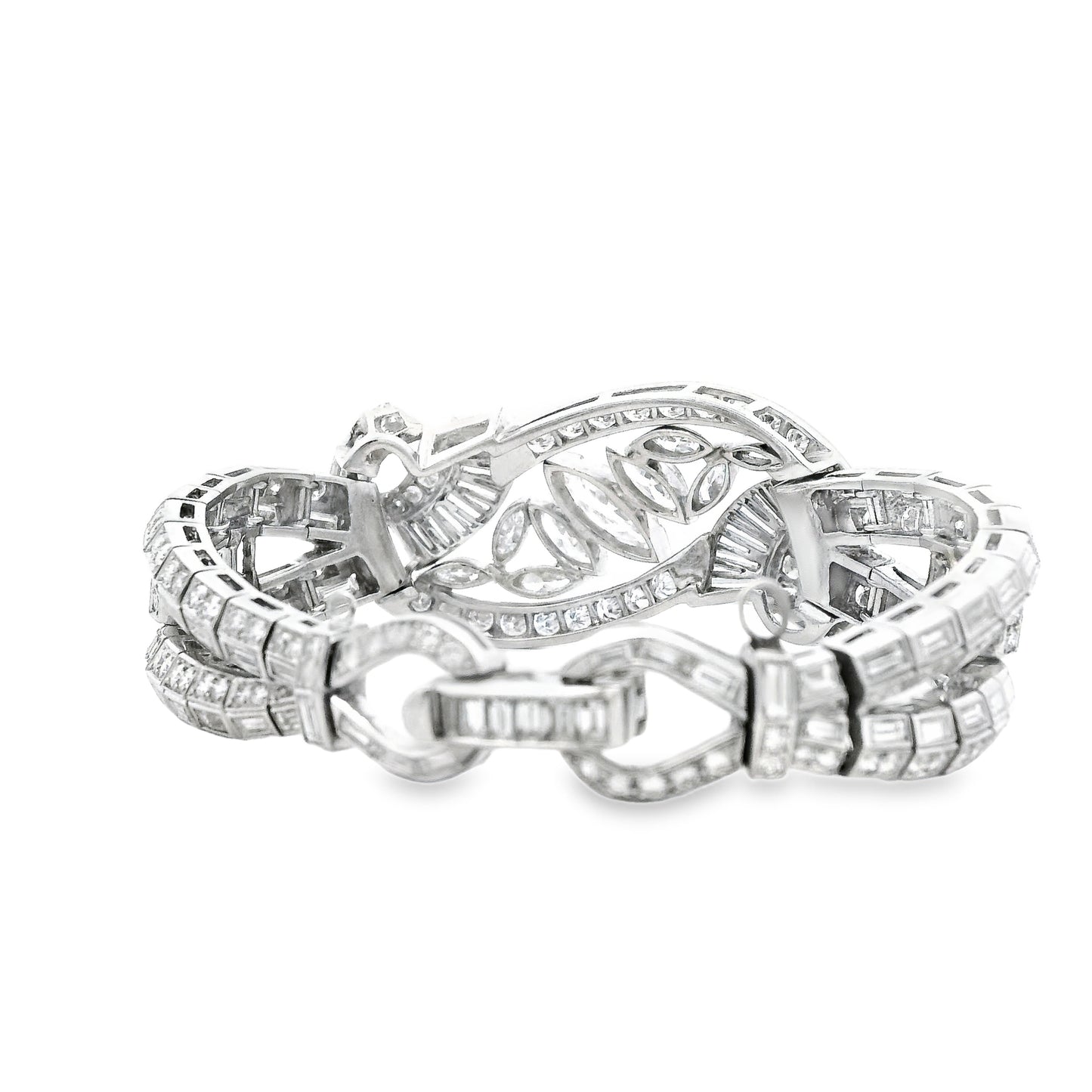 Platinum 15.28ctw Mixed Cut Natural Diamond Cluster Bracelet — right three-quarter angle
