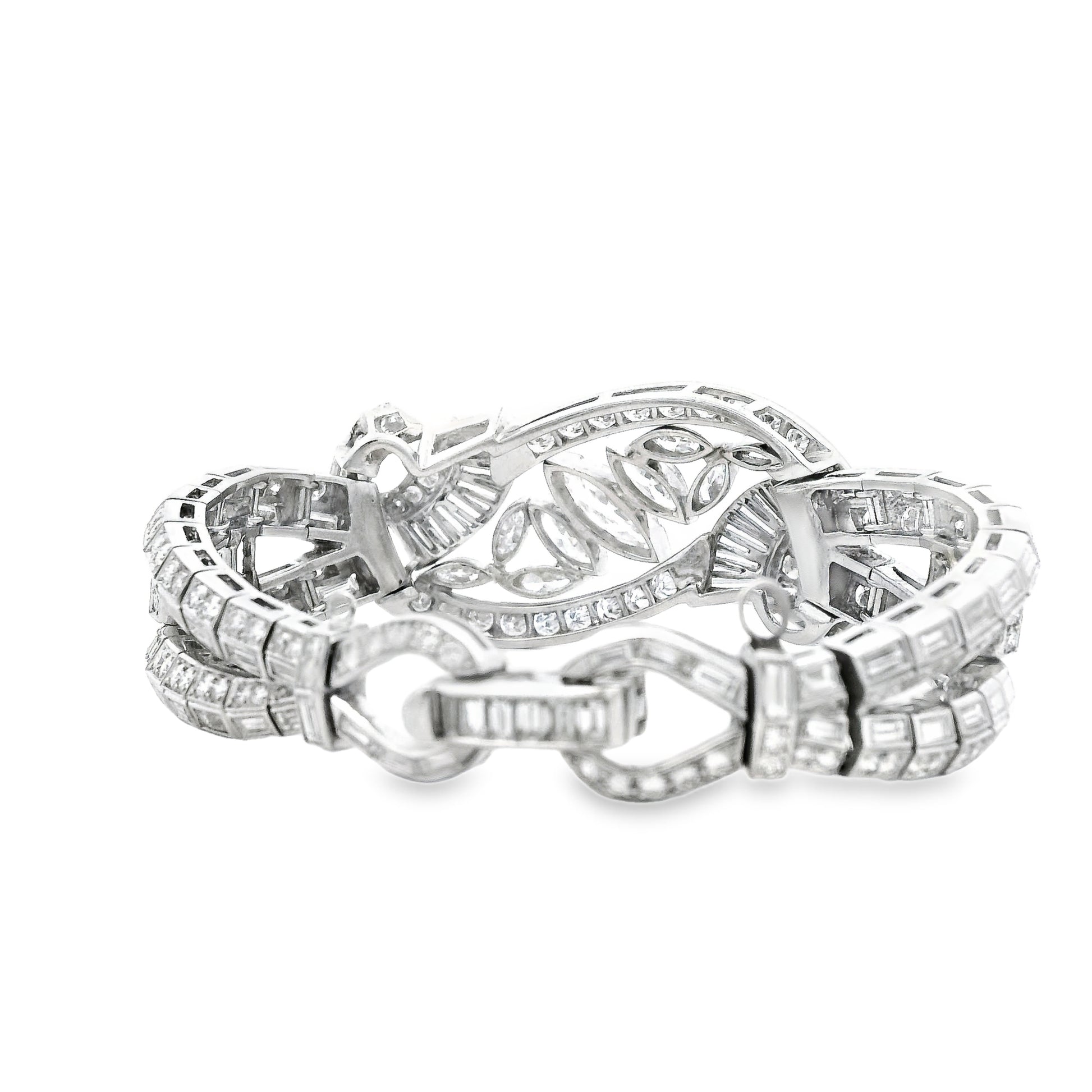Platinum 15.28ctw Mixed Cut Natural Diamond Cluster Bracelet — right three-quarter angle