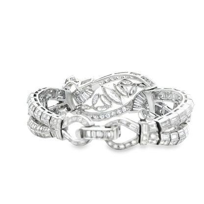 Platinum 15.28ctw Mixed Cut Natural Diamond Cluster Bracelet — right three-quarter angle