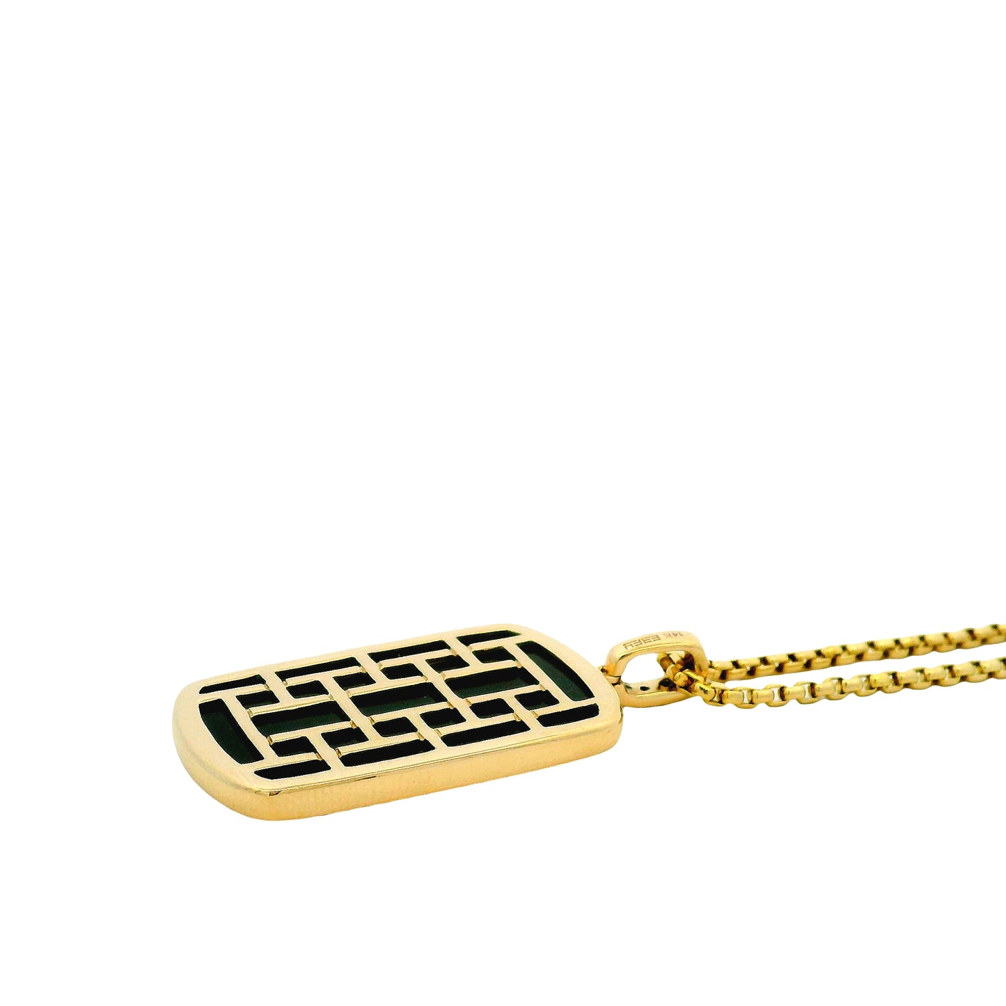 Effy 14k Yellow Gold Black Onyx & Diamond Dog Tag Pendant Necklace — right three-quarter angle