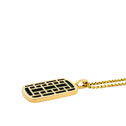 Effy 14k Yellow Gold Black Onyx & Diamond Dog Tag Pendant Necklace — right three-quarter angle