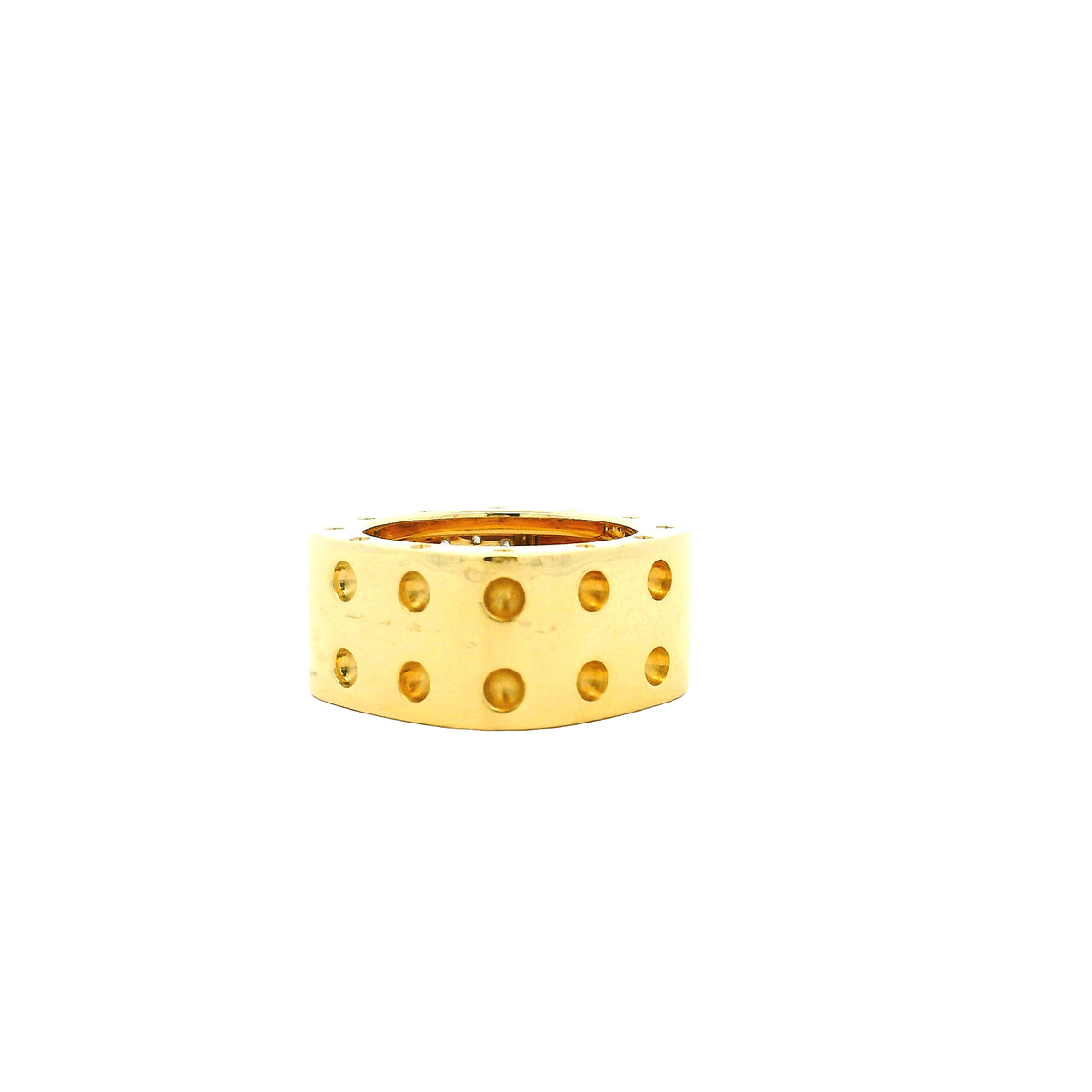 Roberto Coin 18k Yellow Gold Pois Moi Double Row Diamond Ring — right three-quarter angle