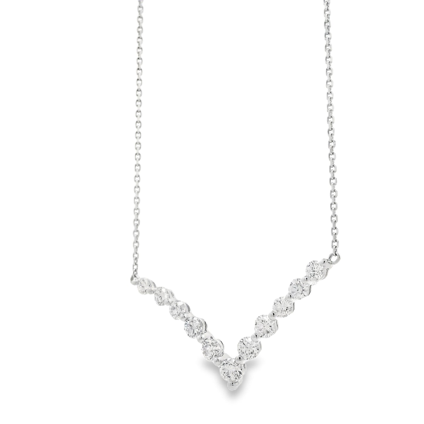 18k White Gold 1.32ctw Round Brilliant Diamond V-Shaped Necklace — right three-quarter angle